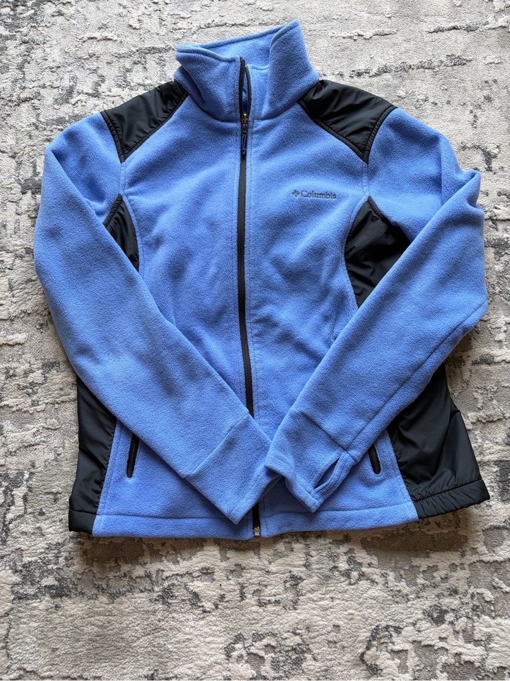 Columbia Woman’s Light Blue Fleece Jacket with Black Panels